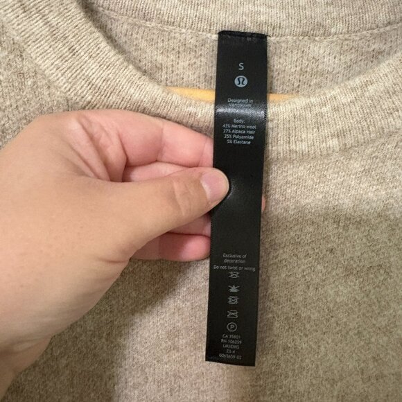 Lululemon Alpaca Merino Wool Blend Crewneck Sweater Small Heathered White Opal - Picture 6 of 9